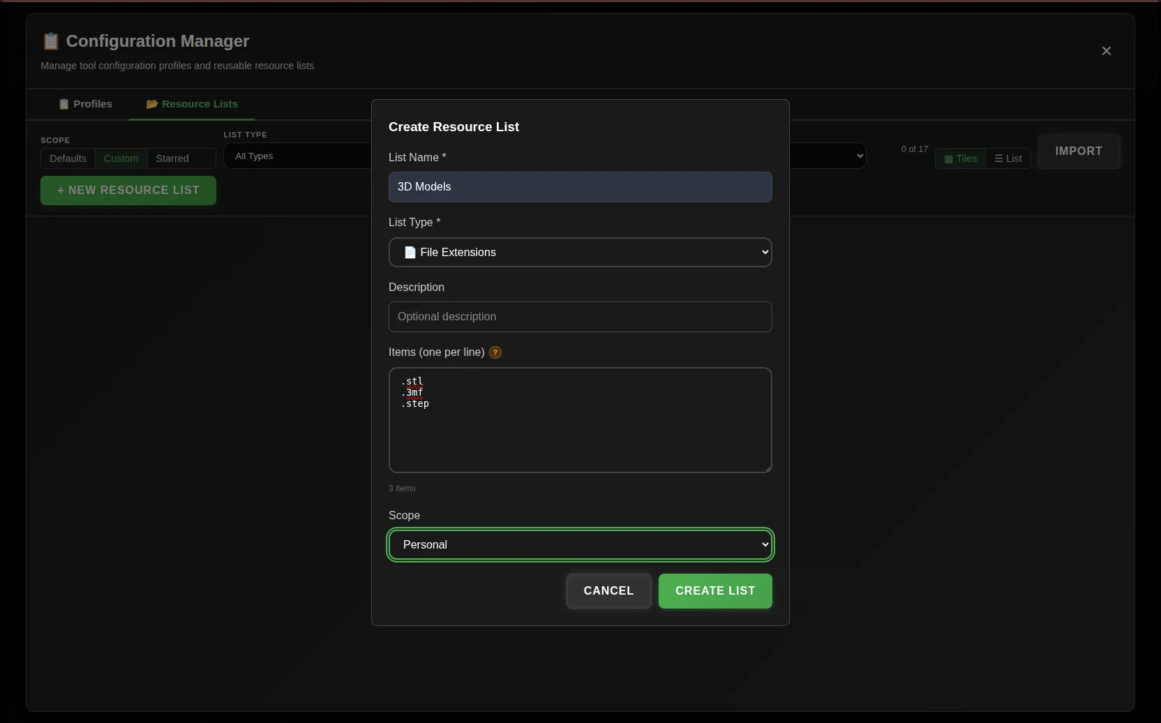 Network Dashboard showing Create a resource list