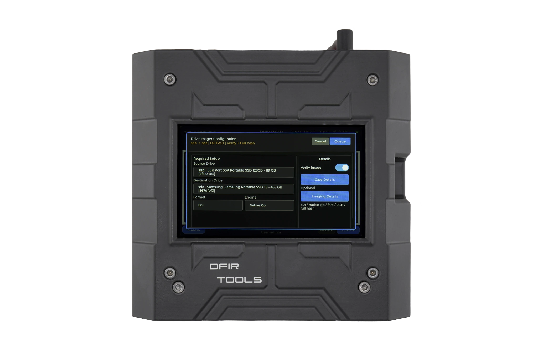 Configure Drive Imager shown on the Shield-399 unit