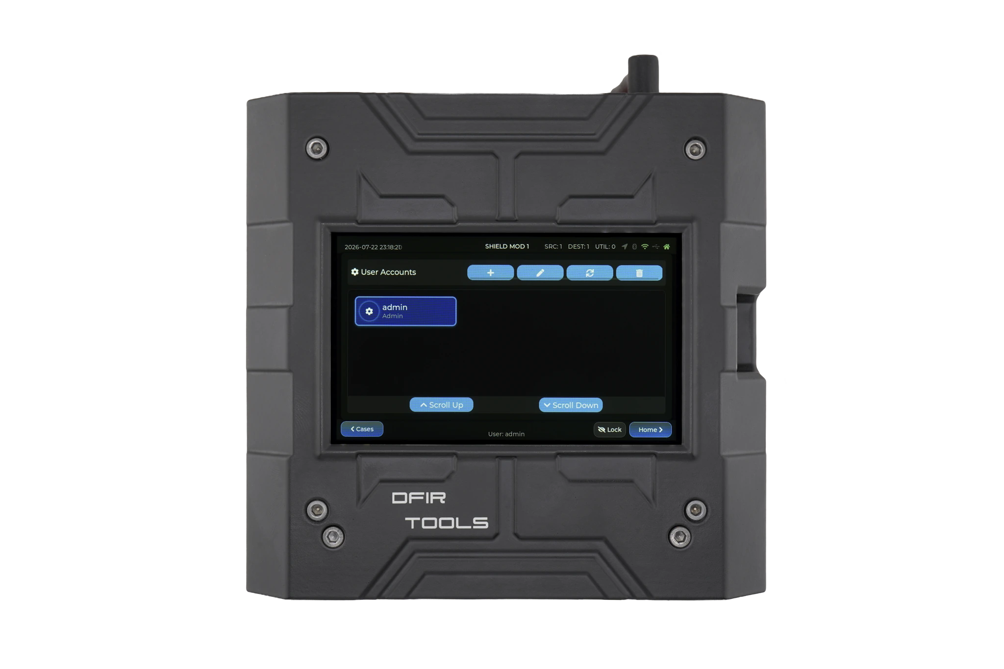 Create a user account shown on the Shield-399 unit