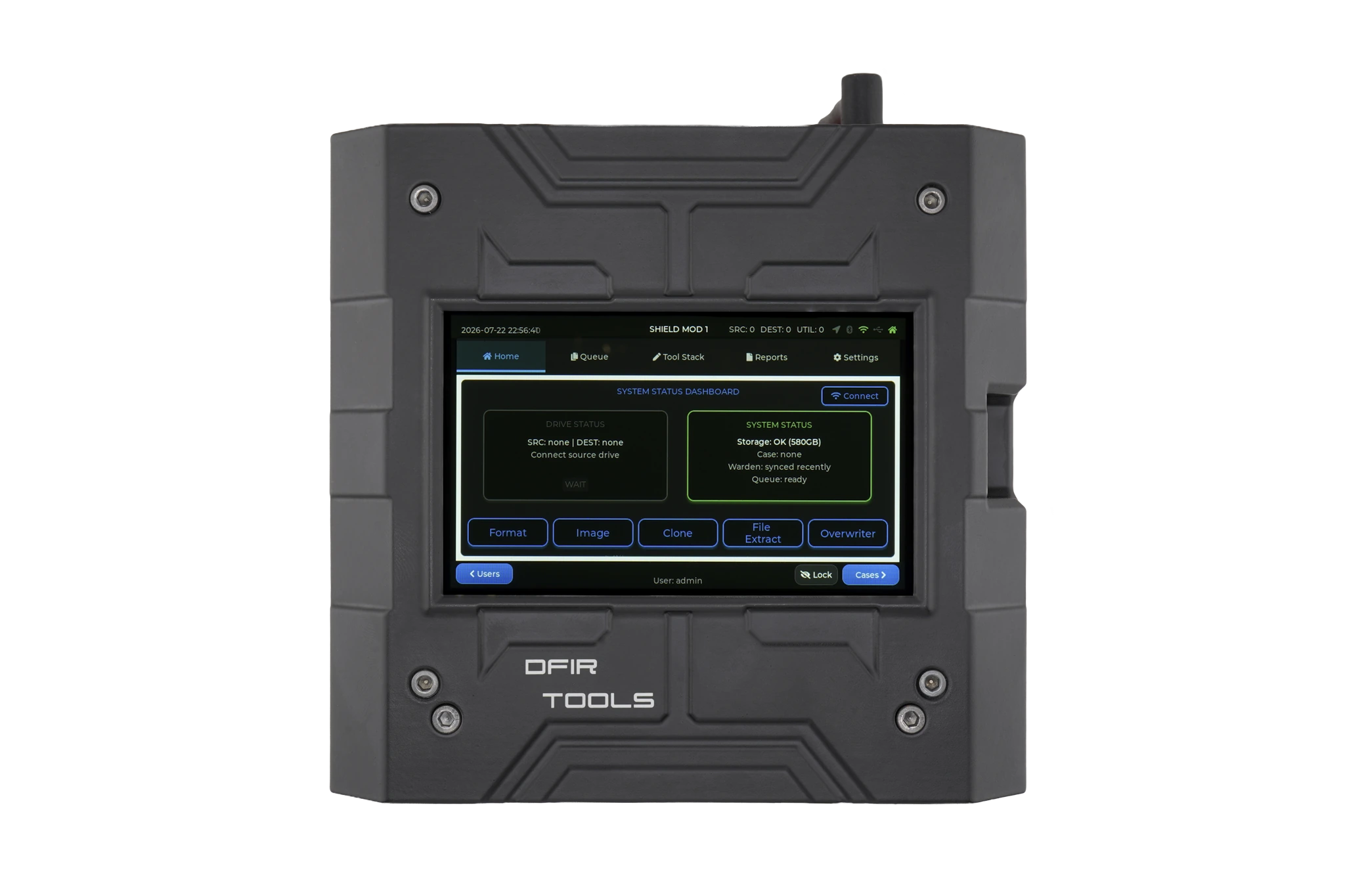 Shield-399 home screen shown on the Shield-399 unit