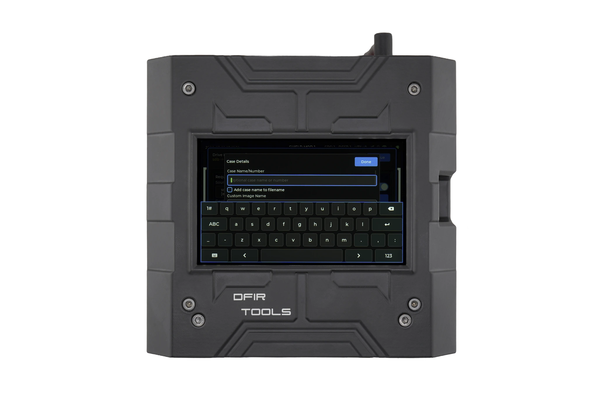 Enter case details shown on the Shield-399 unit