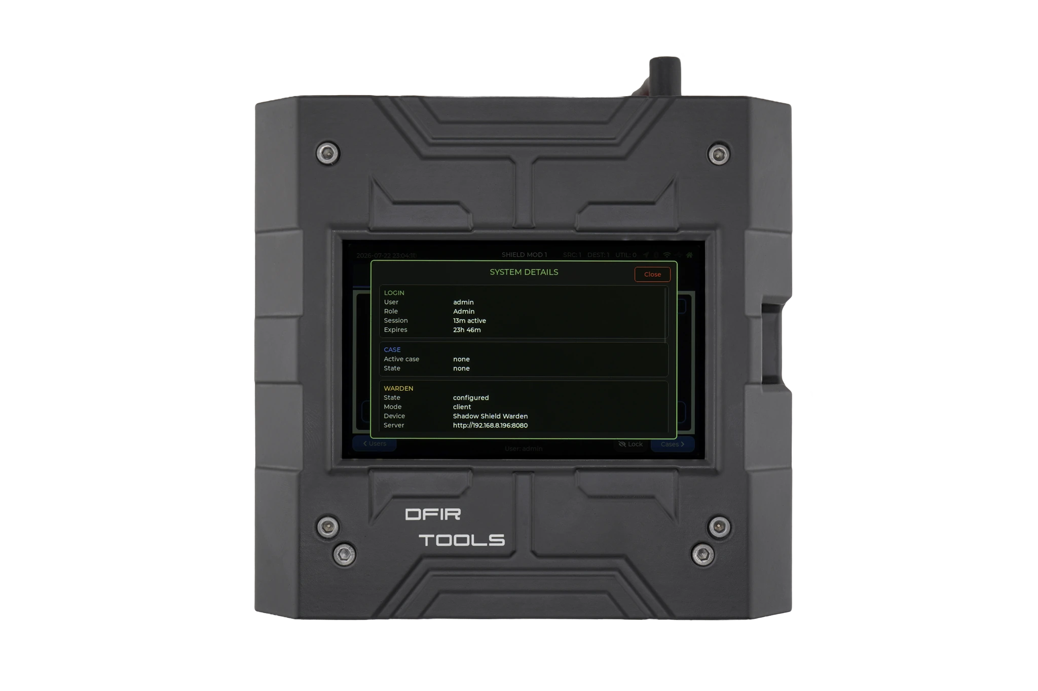 System details shown on the Shield-399 unit