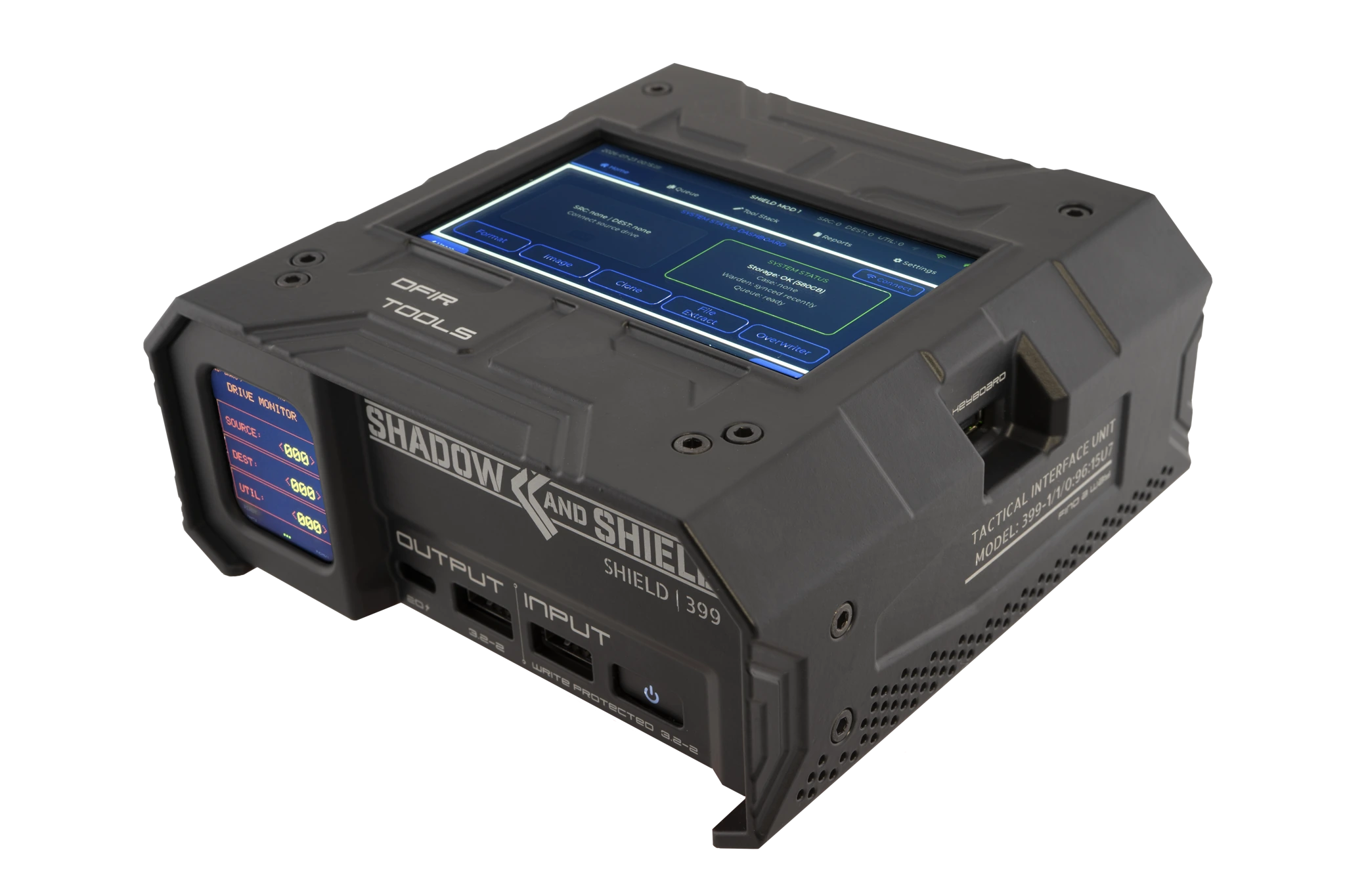Three-quarter product view shown on the Shield-399 unit